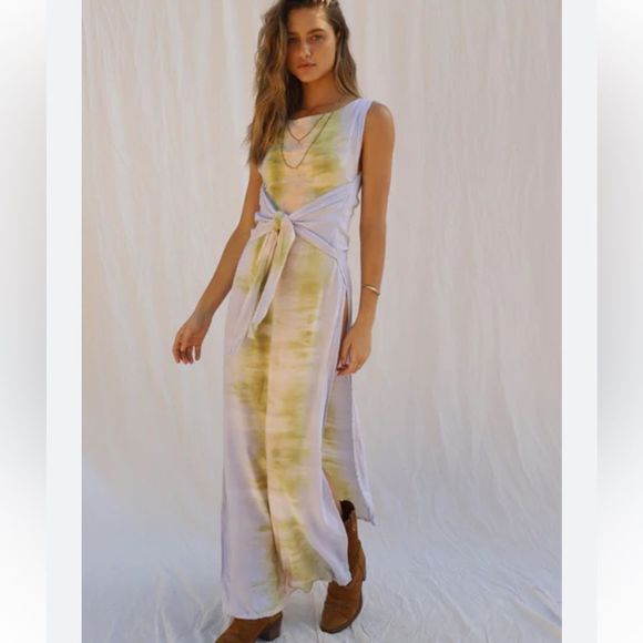 Jen's Pirate Booty Tie-Dye Maxi Dress - White and Green - Picture 1 of 14